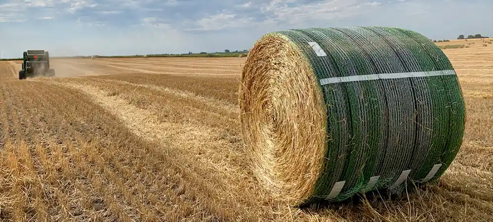 B wrap on the bale in the the field